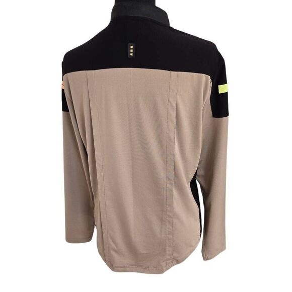 Jamie Sadock Womens Colorblock Zip Long Golf Athletic Jacket Taupe Black Medium - Picture 3 of 11